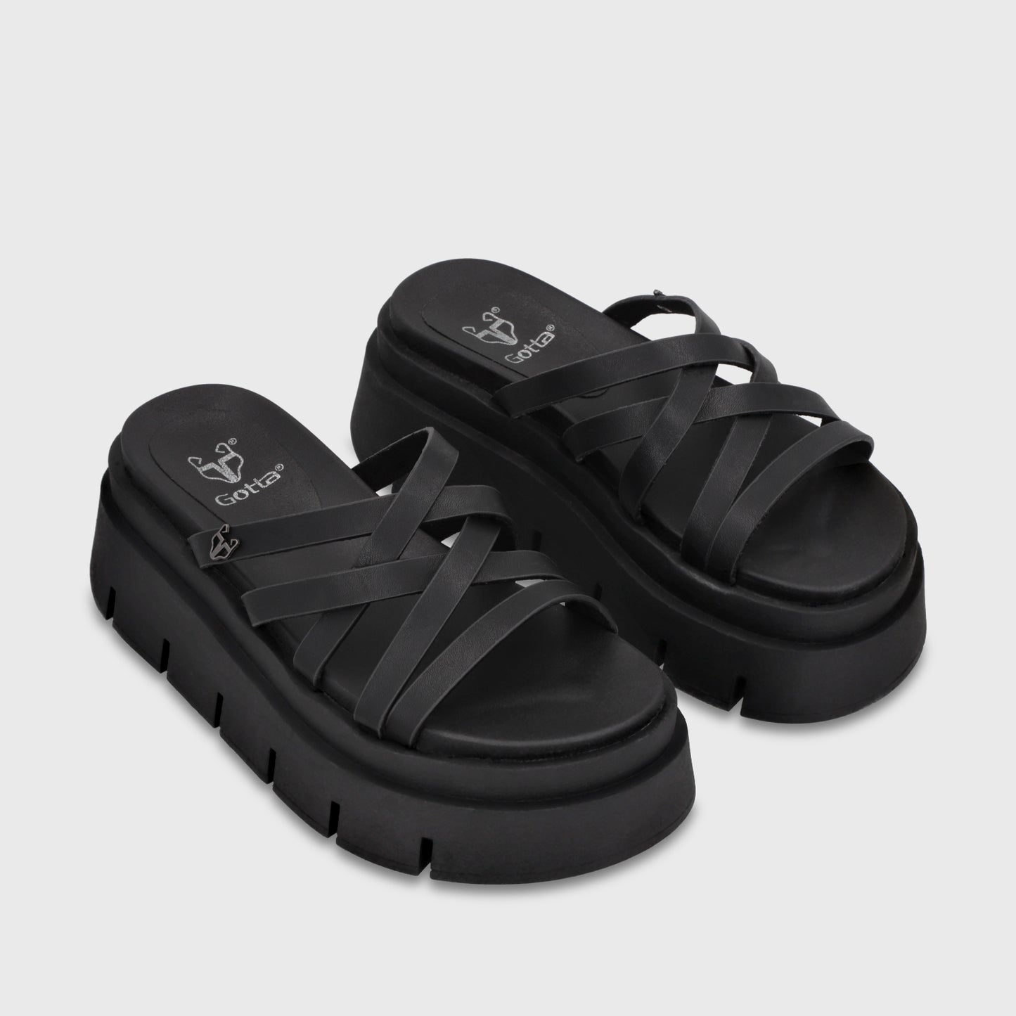 Sandalia Plataforma Negra Mujer 65810