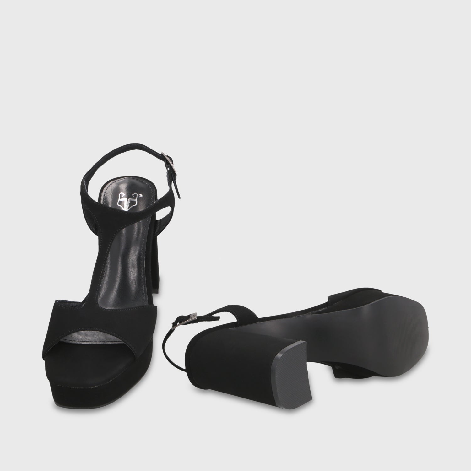Sandalia Taco Negra Mujer 65910