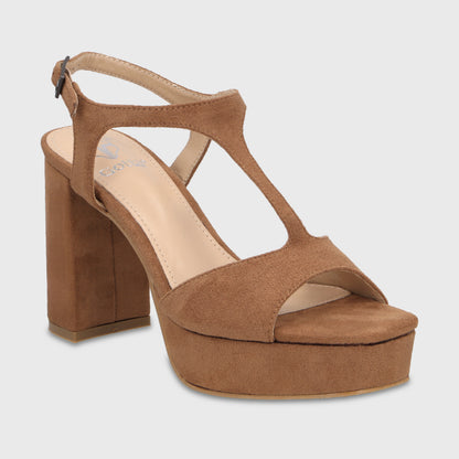 Sandalia Taco Camel Mujer 65910