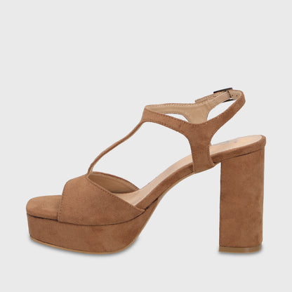 Sandalia Taco Camel Mujer 65910