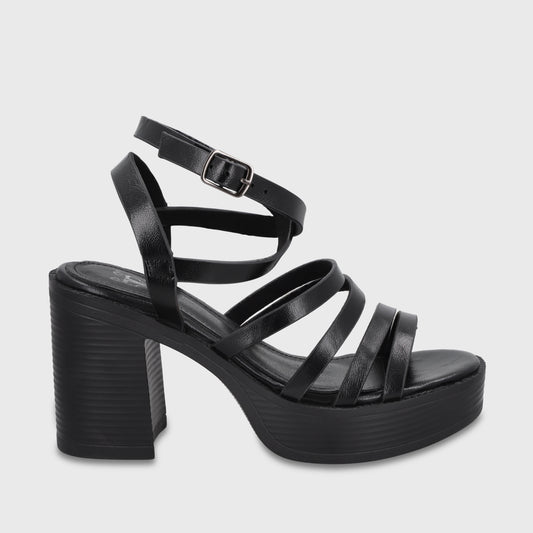 Sandalia Taco Negra Mujer 65921