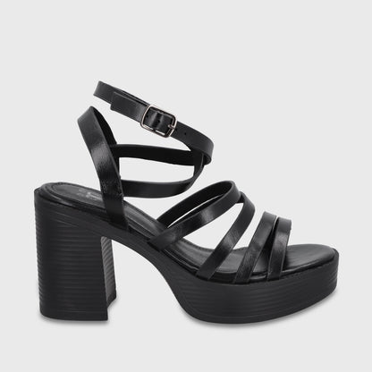 Sandalia Taco Negra Mujer 65921