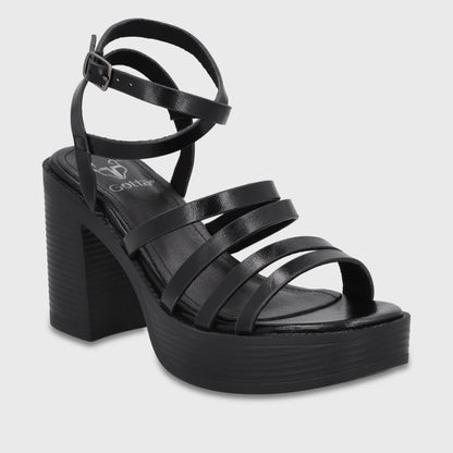 Sandalia Taco Negra Mujer 65921