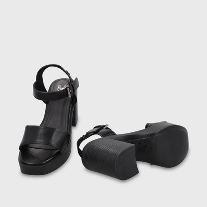 Sandalia Taco Negra Mujer 65922