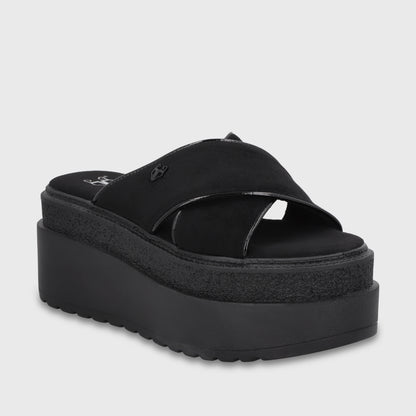 Sandalia Plataforma Negra Mujer 65930