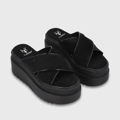 Sandalia Plataforma Negra Mujer 65930