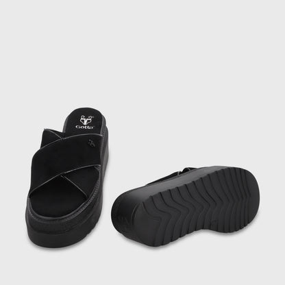 Sandalia Plataforma Negra Mujer 65930