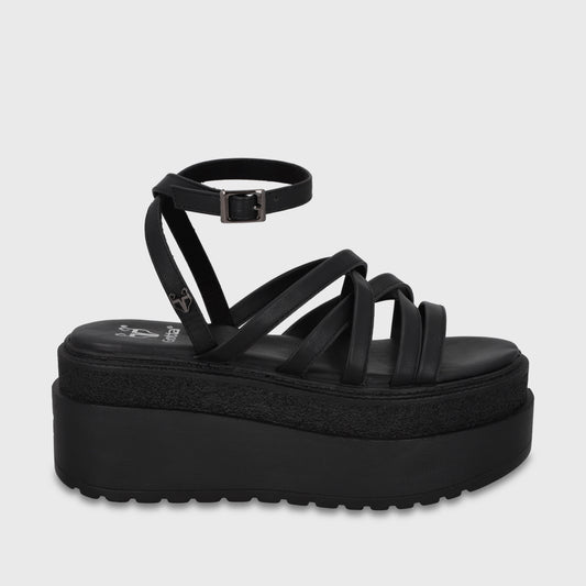 Sandalia Plataforma Negro Mujer 65931