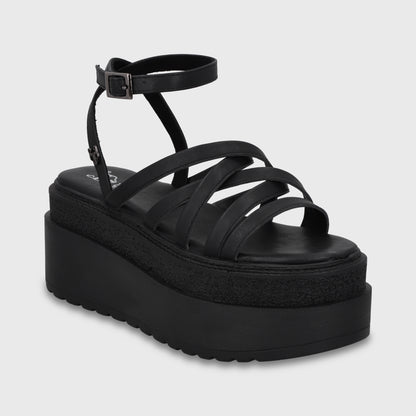 Sandalia Plataforma Negro Mujer 65931