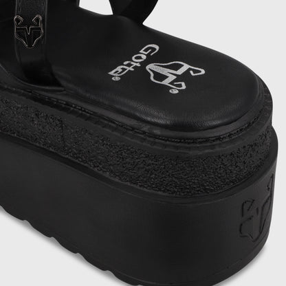 Sandalia Plataforma Negro Mujer 65931