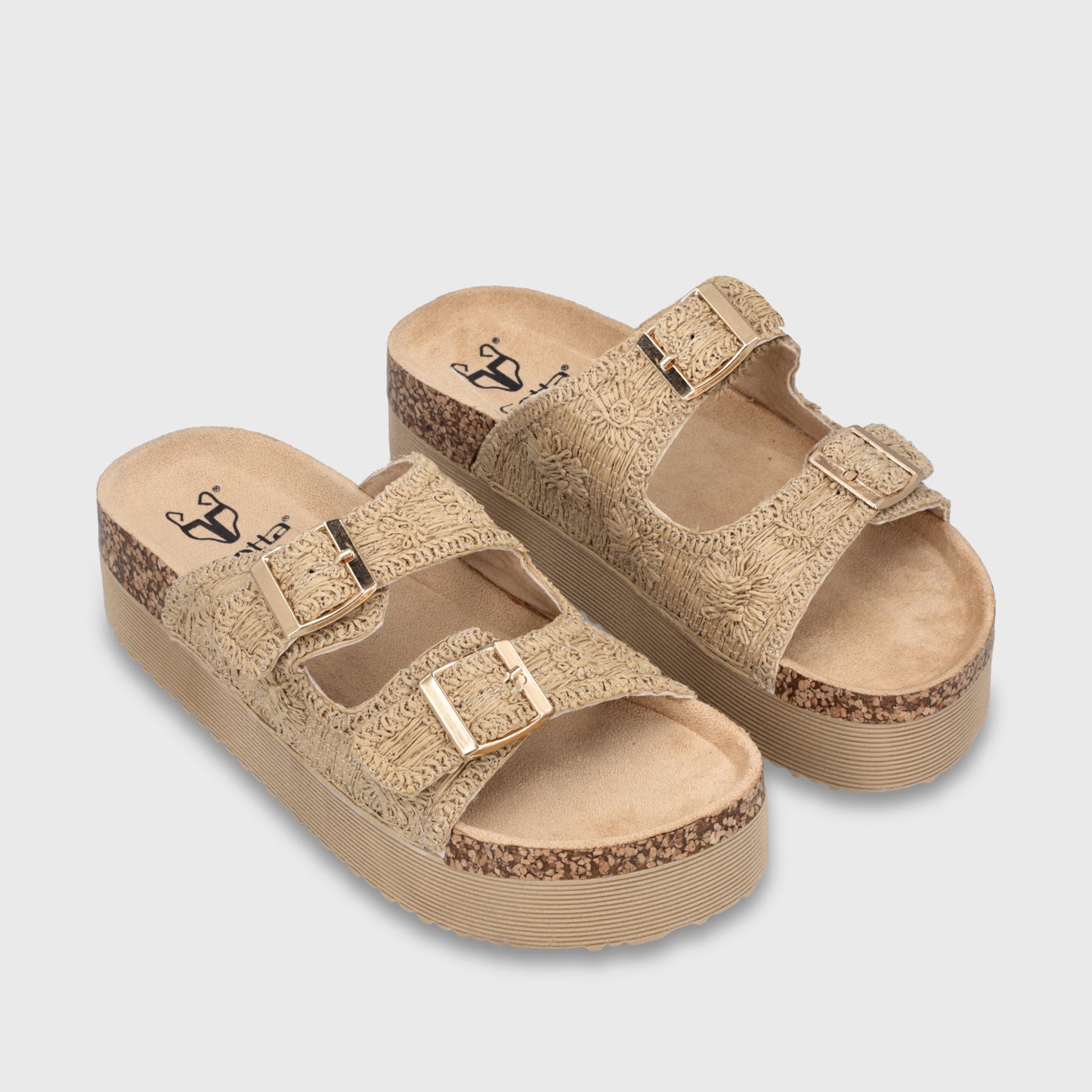 Sandalia Plataforma Beige Mujer 65951