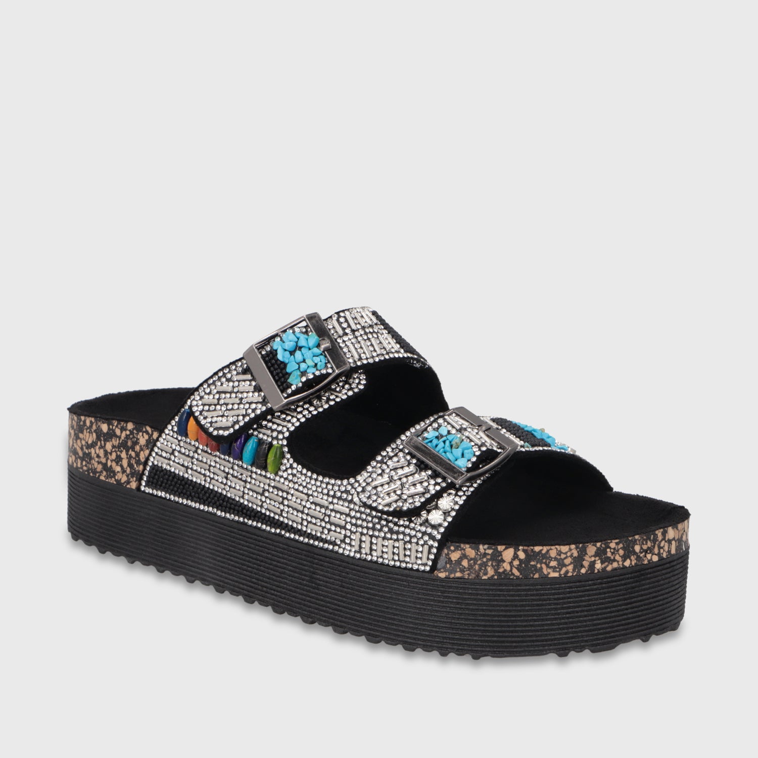 Sandalia Plataforma Negra Mujer 65952