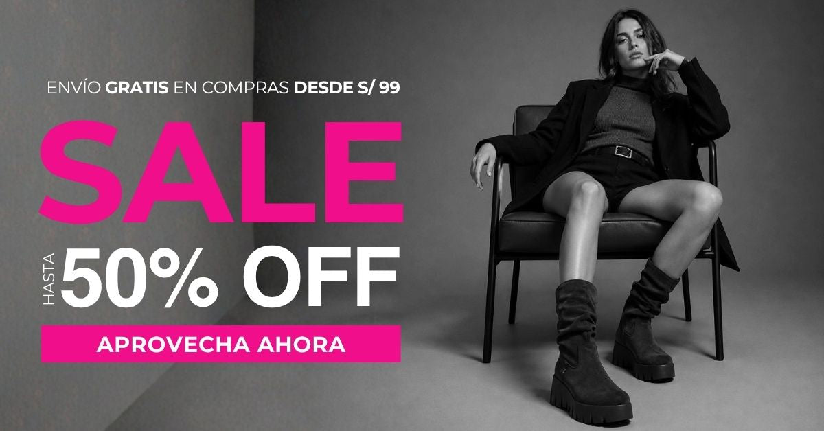 Banner de Sale Gotta Perú con botas, botines, zapatillas y zapatos de mujer con hasta 50% OFF y envío gratis desde S/ 99.