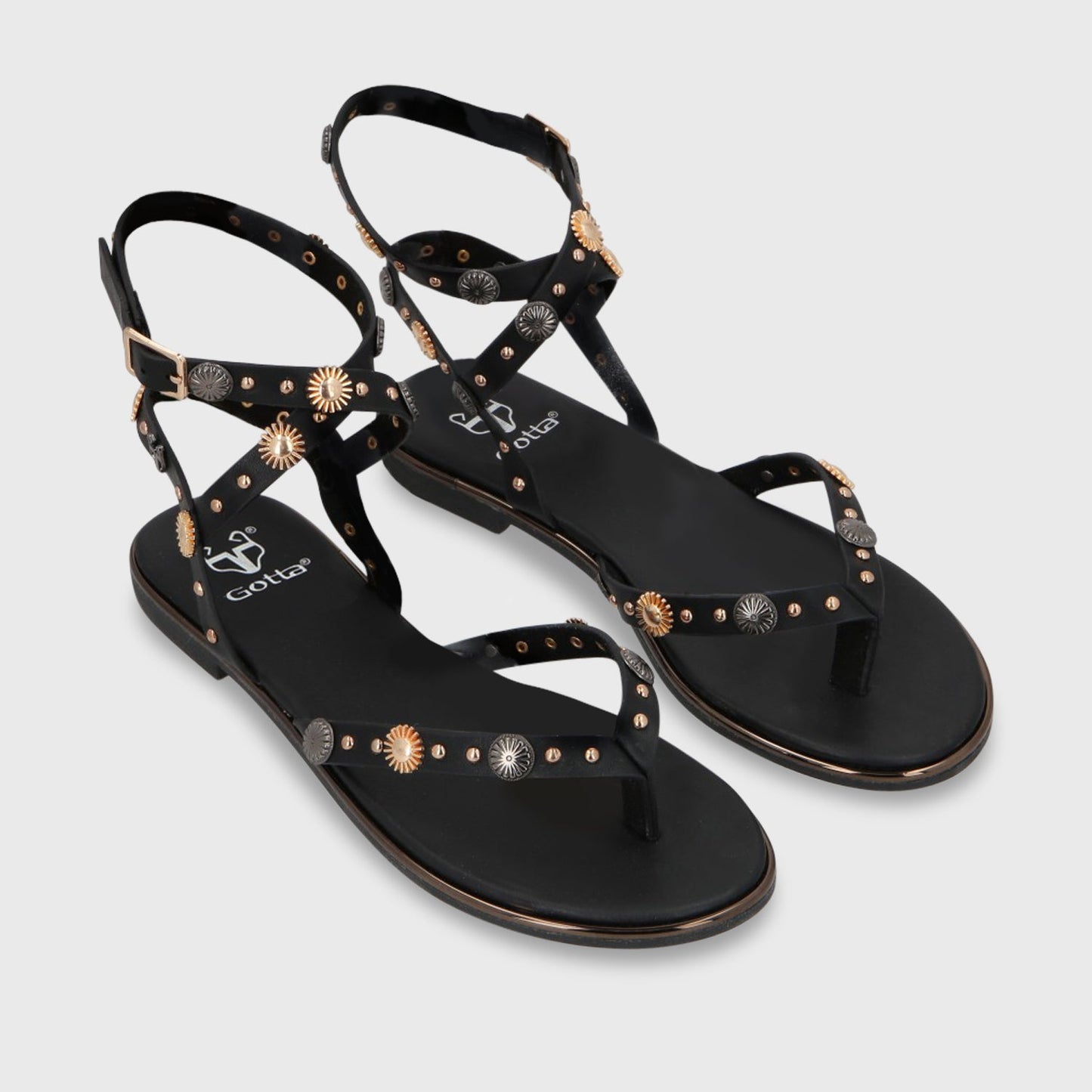 Sandalia Plana Negra Mujer 55211 - Gotta Perú