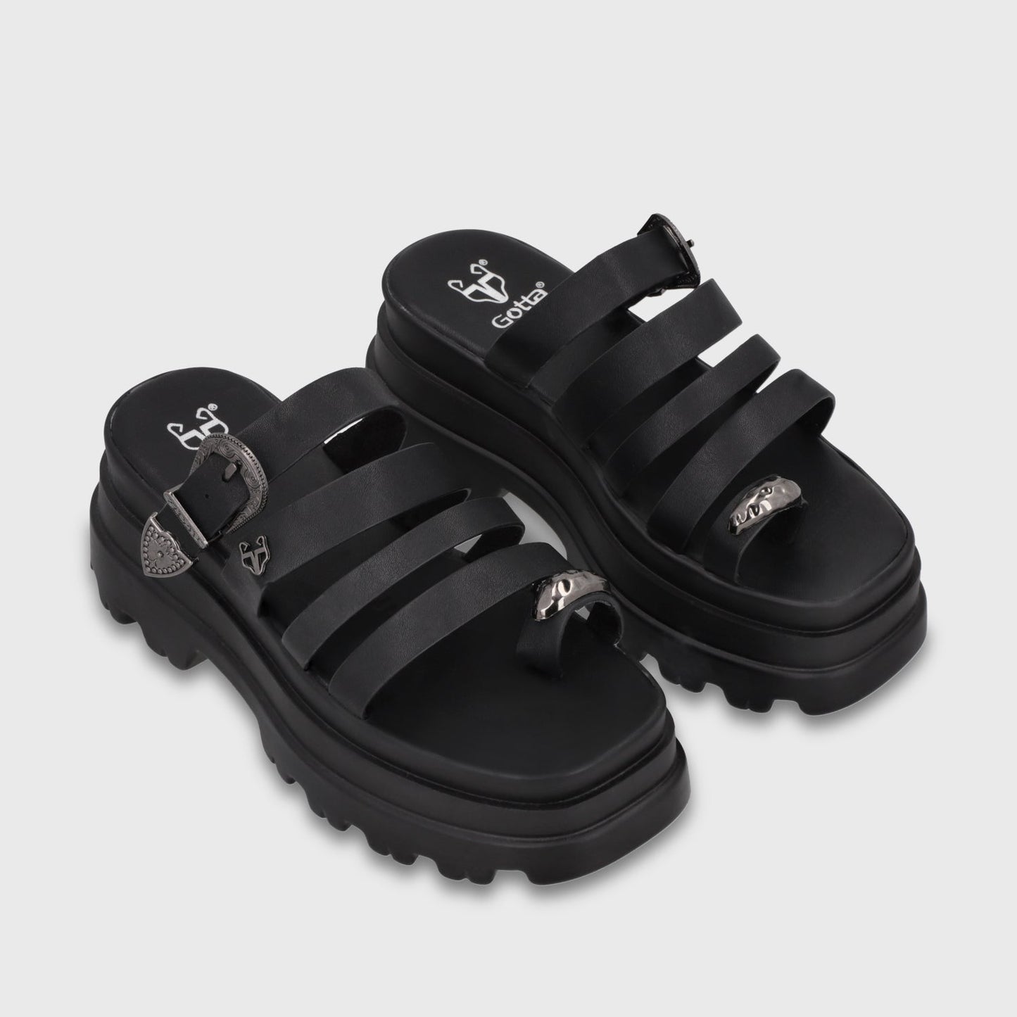 Sandalia Plataforma Negra Mujer 45732 - Gotta Perú