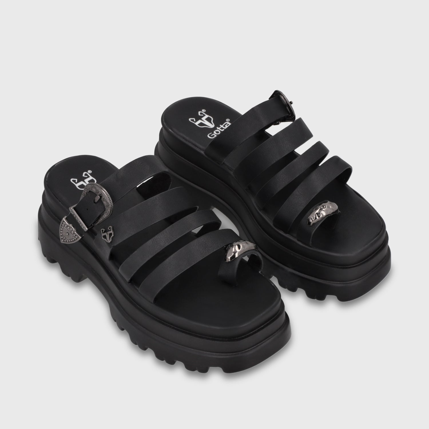 Sandalia Plataforma Negra Mujer 45732 - Gotta Perú