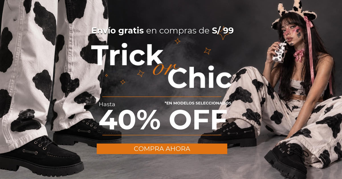 Campaña Trick or Chic de Gotta Perú con zapatos negros de plataforma para mujer, hasta 40% OFF en modelos seleccionados y envío gratis desde S/99.
